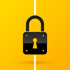 Padlock icon on bright yellow background. EPS10