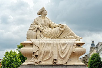 Statue of grieving woman on Tacambaro Square in Oudenaarde, Belgium created in memory of Belgian volunteers in Mexico in 1860-ties.