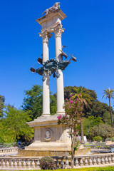 Fototapeta na wymiar Monument in Catalina Rivera Gardens in the city of Seville, Spai