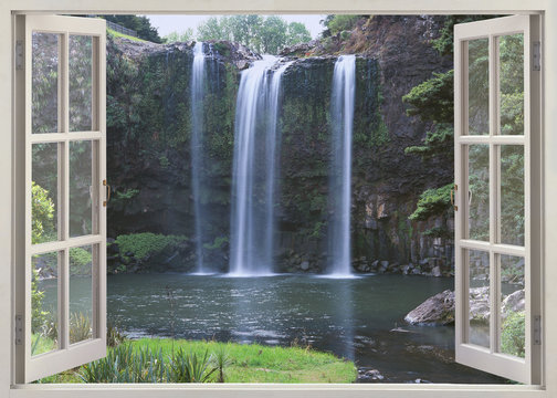 Fototapeta Otwarte okno widok na Whangarei Falls, Northland Region (Wyspa Północna), Nowa Zelandia