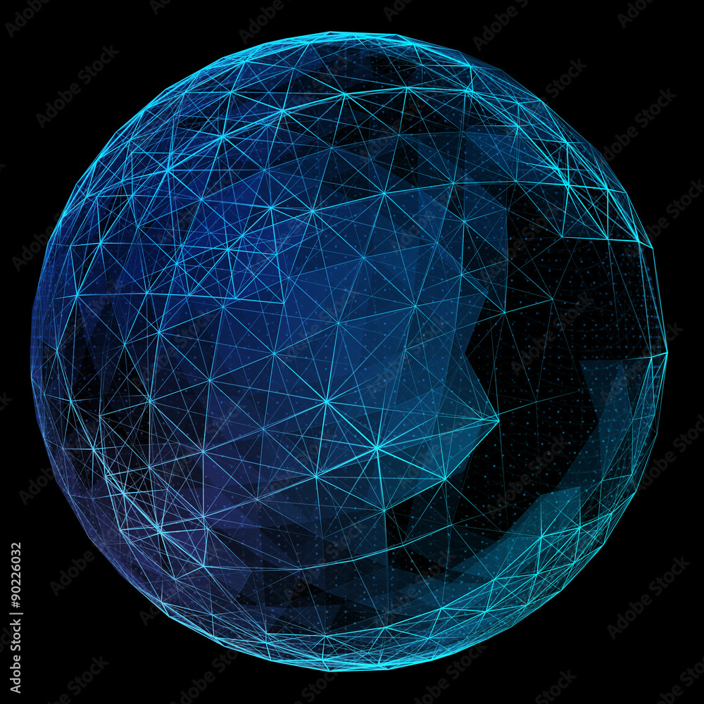Canvas Prints abstract blue network globe. technology concept of global