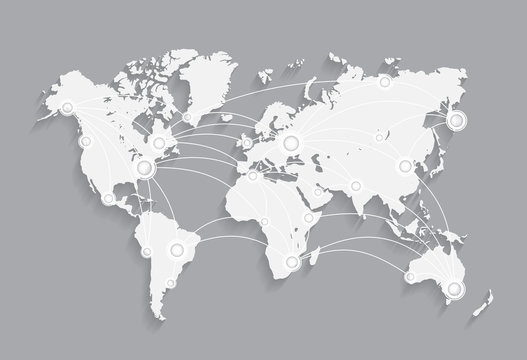 Vector world map connection network