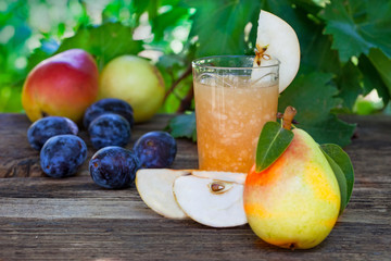 Glass filled with fresh home made Pear Juice