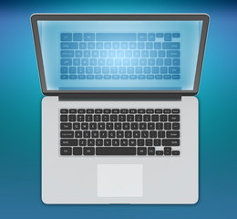 illustration of laptop on blue background
