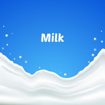 Milk background with inscription. Vector illustration.