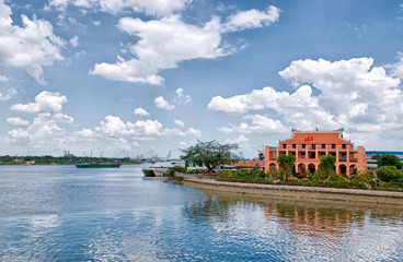  Dragon House Wharf ( Ben Nha Rong ) or Ho Chi Minh Museum at the junction of the Ben Nghe Canal and the Saigon River, Vietnam