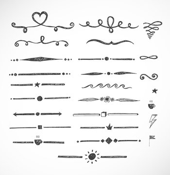 Set of hand-drawn sketch dividers.