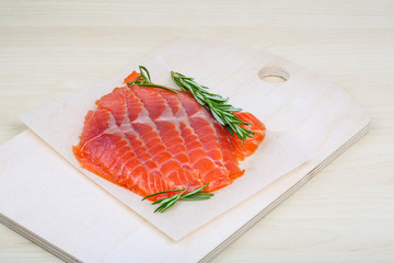 Sliced salmon