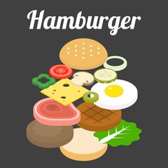 Vector hamburger ingredients