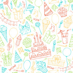 Bright seamless birthday pattern.