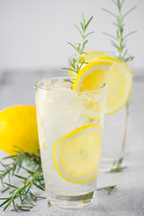 Lemonade with fresh lemon and rosemary
