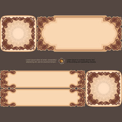 Vintage decorative computer graphic; Design web banner; Header layout template; Set of banners with vintage, ornamental, arabesques design and space for text