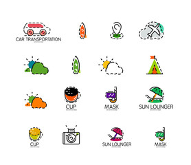 Set of abstract travel logo icons. Business, app or internet web