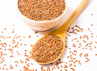 closeup of flaxseed isolated on white