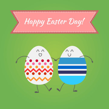 Happy easter, vector happy eggs