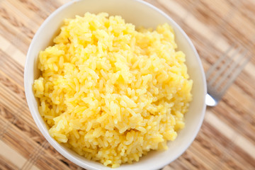 Rice cooked with kurkuma