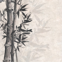 Fototapety  Kartka z bambusem na starym papierze ryżowym