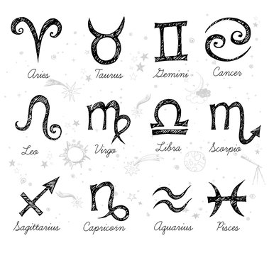 Sketchy zodiac symbols 