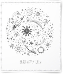 Card with space objects