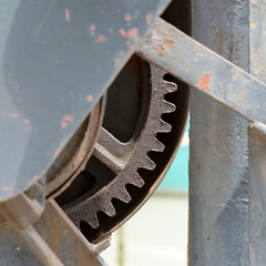 Metal gears on crane