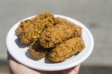 Falafel on a white plate