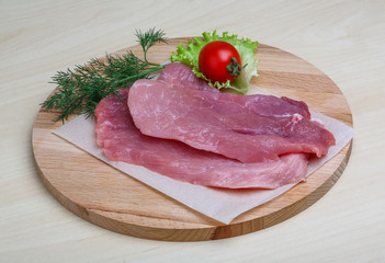 Raw pork schnitzel