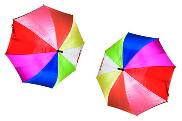Colorful umbrellas isolated on white background.