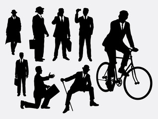 Businessman, male people at work activity silhouettes