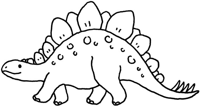 ステゴサウルス　モノクロ