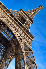 Eiffel tower in Paris against blue sky