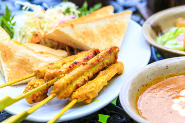 Chicken satay, the famous food in southeast asia.