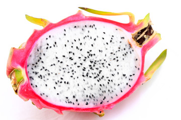 Vivid and Vibrant Dragon Fruit isolated against white background
