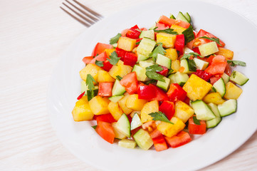 fresh vegetable salad on plate