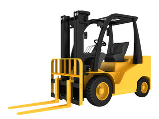 Forklift truck on white isolated background