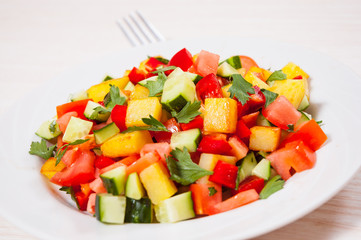 fresh vegetable salad on plate
