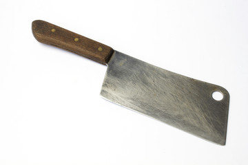 Old chopping knife isolated on white background