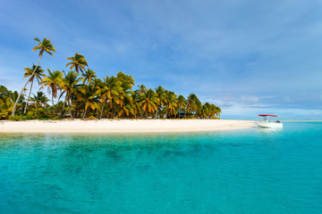 Prachtig tropisch strand op een exotisch eiland in de Stille Oceaan