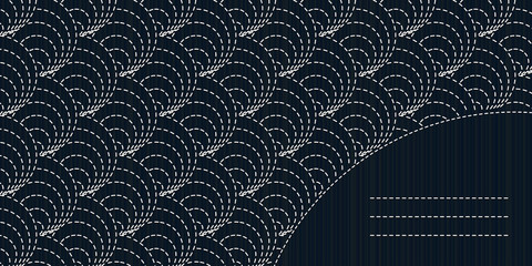 Decorative sashiko frame with copy space for text.