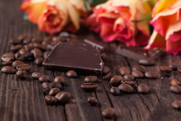 Roses, chocolate and coffee beans