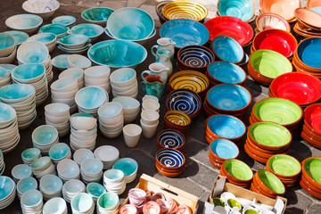 Traditional multi colored plates