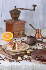 cheescakce with orange and coffee