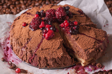 Coffee dessert with berries