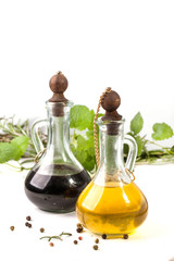 olive oil and vinegar with herbs