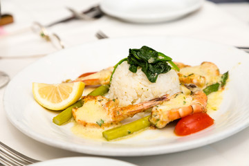 White Rice with Broiled Shrimp
