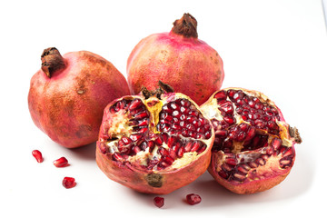 Pomegranates over white