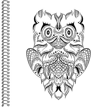 vector owl on a white background notebook cover print book