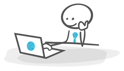 stickman table laptop internet