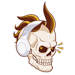Mohawk skull head that uses a headphone.
