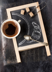 Chalkboard with coffee and sugar