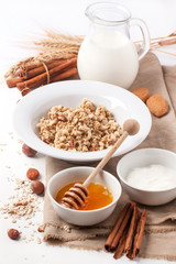 Muesli with milk and honey